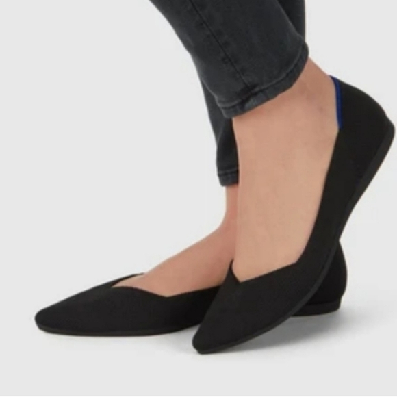 Rothy's The Point Solid Black Pointed Toe Flat Ballet Shoe Size US 9 - Picture 1 of 10